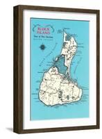 Map of Block Island, Rhode Island-null-Framed Art Print