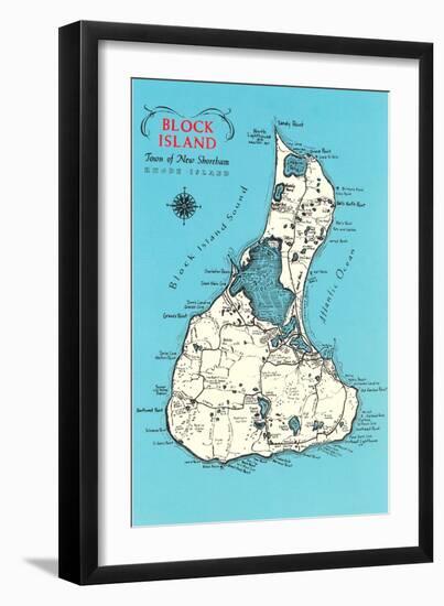 Map of Block Island, Rhode Island-null-Framed Art Print