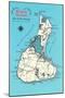 Map of Block Island, Rhode Island-null-Mounted Art Print