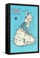 Map of Block Island, Rhode Island-null-Framed Stretched Canvas