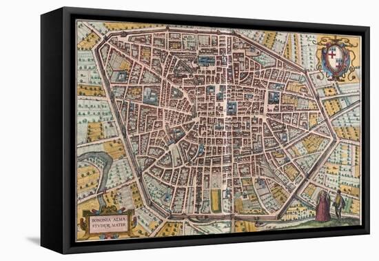 Map of Bologna from Civitates Orbis Terrarum-null-Framed Stretched Canvas