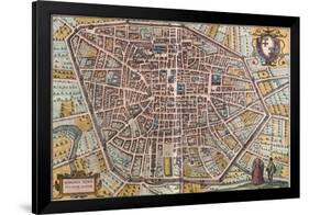 Map of Bologna from Civitates Orbis Terrarum-null-Framed Giclee Print