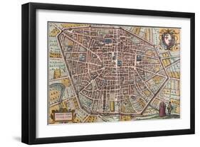 Map of Bologna from Civitates Orbis Terrarum-null-Framed Giclee Print