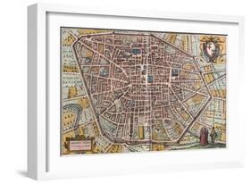 Map of Bologna from Civitates Orbis Terrarum-null-Framed Giclee Print