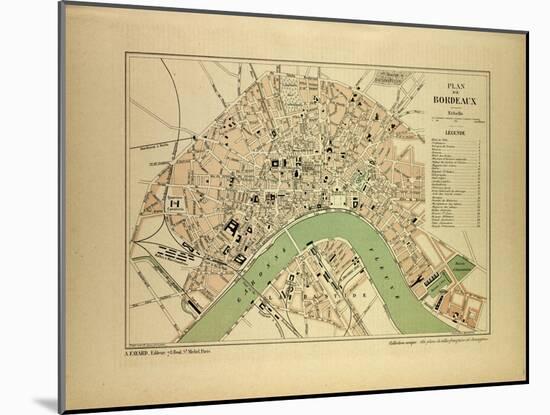 Map of Bordeaux France-null-Mounted Giclee Print