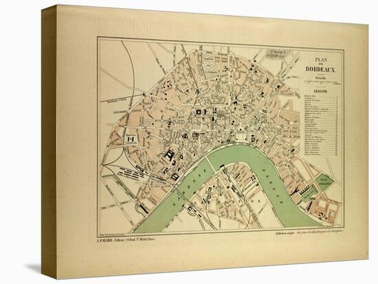 Map of Bordeaux France-null-Stretched Canvas
