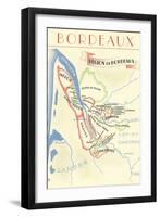 Map of Bordeaux Region of France-null-Framed Art Print