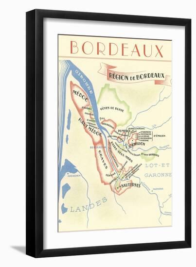 Map of Bordeaux Region of France-null-Framed Art Print