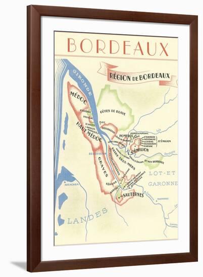 Map of Bordeaux Region of France-null-Framed Art Print