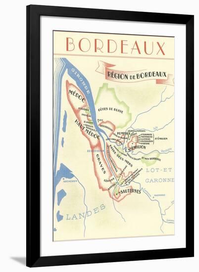 Map of Bordeaux Region of France-null-Framed Art Print