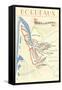 Map of Bordeaux Region of France-null-Framed Stretched Canvas