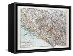 Map of Bosnia and Herzegovina Montenegro Serbia 1899-null-Framed Stretched Canvas