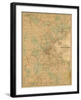 Map of Boston, c.1860-H^ F^ Walling-Framed Art Print