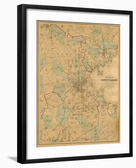 Map of Boston, c.1860-H^ F^ Walling-Framed Art Print