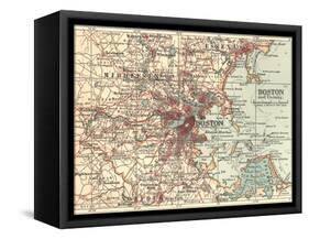 Map of Boston (C. 1900), Maps-Encyclopaedia Britannica-Framed Stretched Canvas