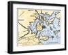 Map of Boston, Charlestown, and Vicinity, June 1775-null-Framed Giclee Print