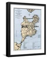 Map of Boston Showing Entrenchments of British Forces, 1775-null-Framed Giclee Print