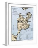 Map of Boston Showing Entrenchments of British Forces, 1775-null-Framed Giclee Print