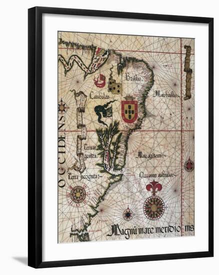 Map of Brazil, 1561-null-Framed Premium Giclee Print