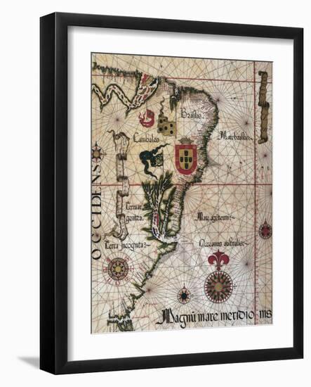 Map of Brazil, 1561-null-Framed Giclee Print