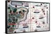 Map of Brazil by Portuguese Navigators Pedro Reinel and Lopo Homen, C1525-Lopo Homen-Framed Stretched Canvas