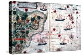Map of Brazil by Portuguese Navigators Pedro Reinel and Lopo Homen, C1525-Lopo Homen-Stretched Canvas