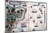 Map of Brazil by Portuguese Navigators Pedro Reinel and Lopo Homen, C1525-Lopo Homen-Mounted Giclee Print