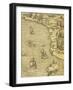 Map of Brazilian Coast, Engraving from Navigations and Voyages-Giovanni Battista Ramusio-Framed Giclee Print