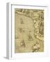 Map of Brazilian Coast, Engraving from Navigations and Voyages-Giovanni Battista Ramusio-Framed Giclee Print