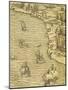 Map of Brazilian Coast, Engraving from Navigations and Voyages-Giovanni Battista Ramusio-Mounted Giclee Print