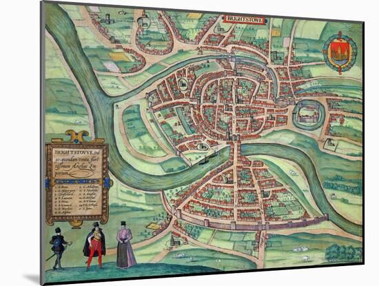 Map of Bristol, from "Civitates Orbis Terrarum" by Georg Braun and Frans Hogenberg circa 1572-1617-Joris Hoefnagel-Mounted Giclee Print