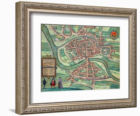 Map of Bristol, from "Civitates Orbis Terrarum" by Georg Braun and Frans Hogenberg circa 1572-1617-Joris Hoefnagel-Framed Giclee Print