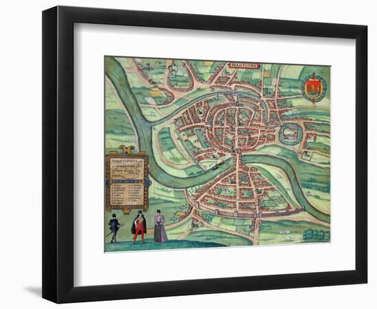 Map of Bristol, from "Civitates Orbis Terrarum" by Georg Braun and Frans Hogenberg circa 1572-1617-Joris Hoefnagel-Framed Giclee Print