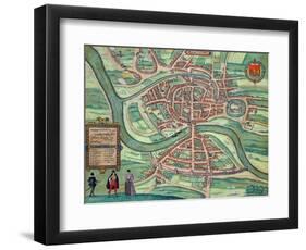 Map of Bristol, from "Civitates Orbis Terrarum" by Georg Braun and Frans Hogenberg circa 1572-1617-Joris Hoefnagel-Framed Giclee Print