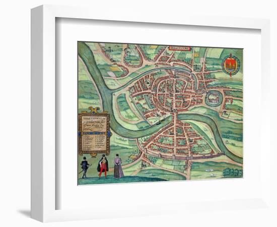 Map of Bristol, from "Civitates Orbis Terrarum" by Georg Braun and Frans Hogenberg circa 1572-1617-Joris Hoefnagel-Framed Giclee Print