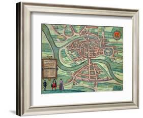 Map of Bristol, from "Civitates Orbis Terrarum" by Georg Braun and Frans Hogenberg circa 1572-1617-Joris Hoefnagel-Framed Giclee Print