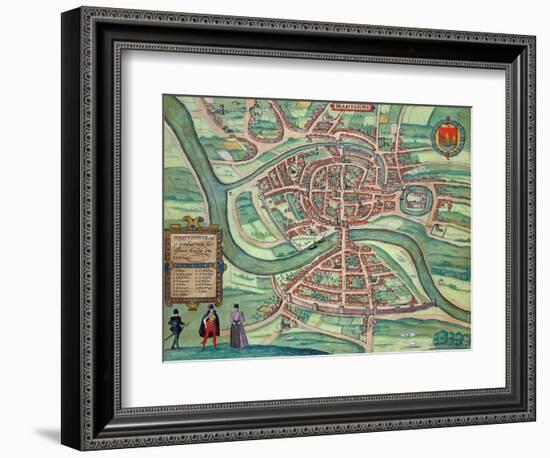 Map of Bristol, from "Civitates Orbis Terrarum" by Georg Braun and Frans Hogenberg circa 1572-1617-Joris Hoefnagel-Framed Giclee Print