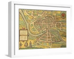 Map of Bristol from Civitates Orbis Terrarum-null-Framed Giclee Print