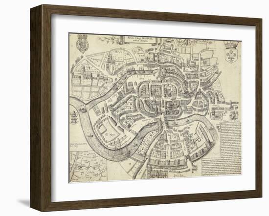 Map of Bristol, Great Britain and its Surroundings, 1671-null-Framed Giclee Print