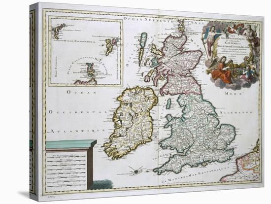 Map of Britain and Ireland-Gerard Valck-Stretched Canvas