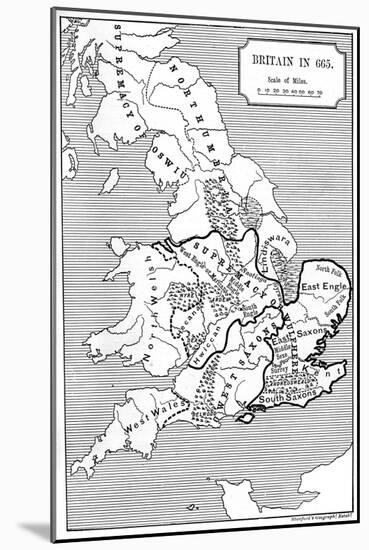 Map of Britain in 665-null-Mounted Giclee Print