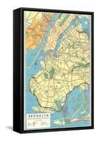 Map of Brooklyn, New York-null-Framed Stretched Canvas