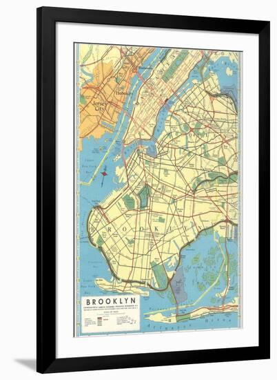 Map of Brooklyn, New York-null-Framed Art Print