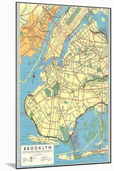 Map of Brooklyn, New York-null-Mounted Art Print
