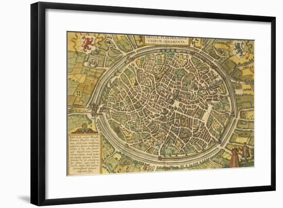 Map of Bruges from Civitates Orbis Terrarum-null-Framed Giclee Print