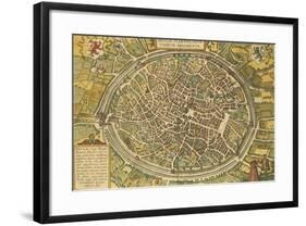 Map of Bruges from Civitates Orbis Terrarum-null-Framed Giclee Print