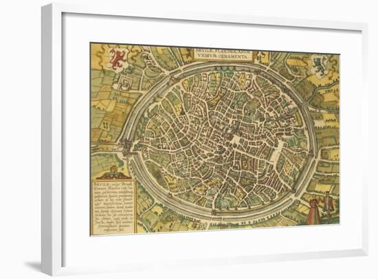 Map of Bruges from Civitates Orbis Terrarum-null-Framed Giclee Print