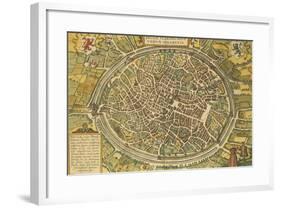 Map of Bruges from Civitates Orbis Terrarum-null-Framed Giclee Print