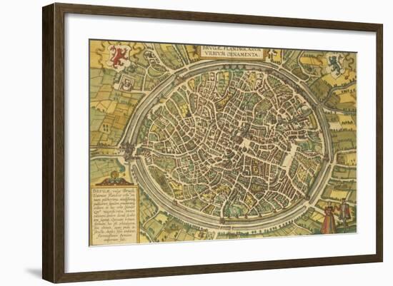 Map of Bruges from Civitates Orbis Terrarum-null-Framed Giclee Print