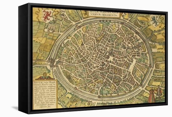 Map of Bruges from Civitates Orbis Terrarum-null-Framed Stretched Canvas